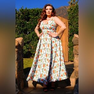 Tara Maxi Day Dress in California Poppies